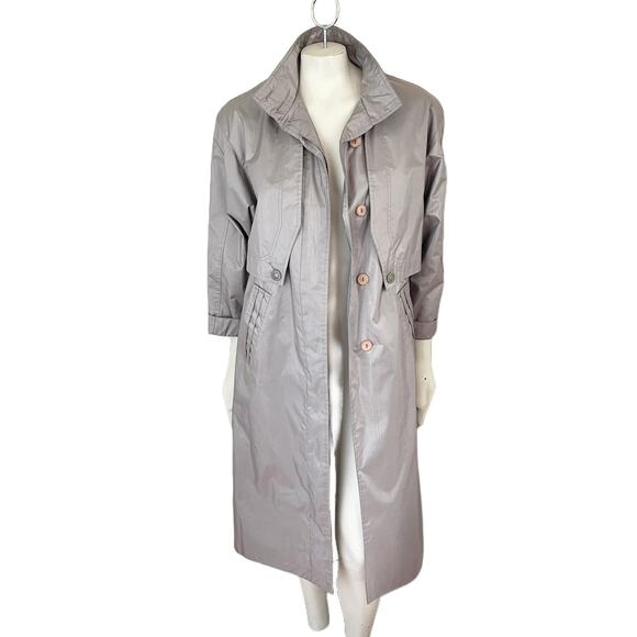VTG 90s MISTY VALLEY Trench Coat Raincoat in Metallic Bronze SZ M - Picture 2 of 12